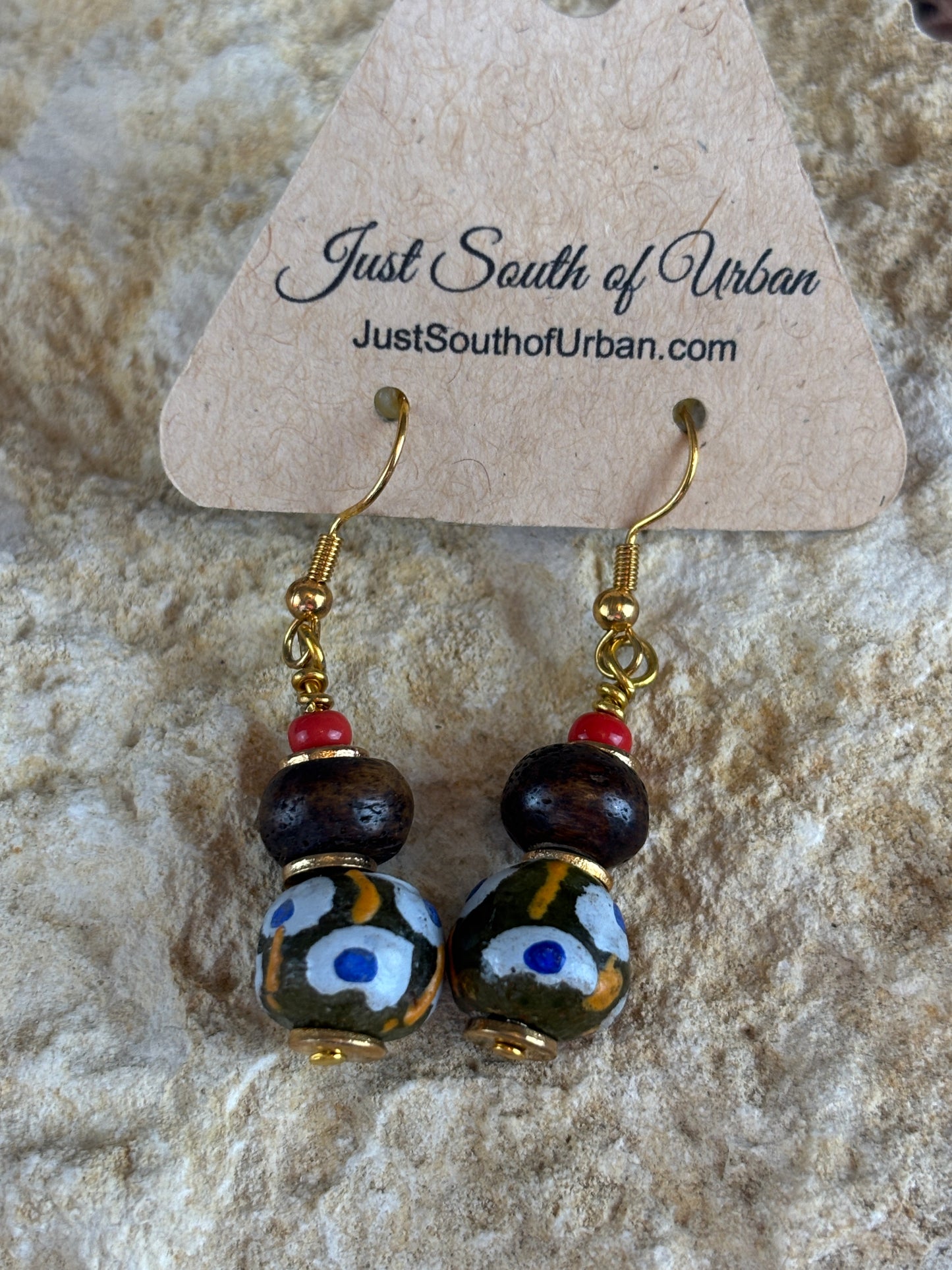 African Glass Beaded Earrings, Vibrant, Colorful and Pure Artisan