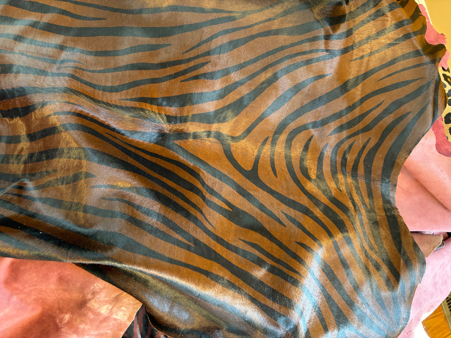 Calf Cowhide with Hair On, Choose Color, Wine, Zebra, Blush
