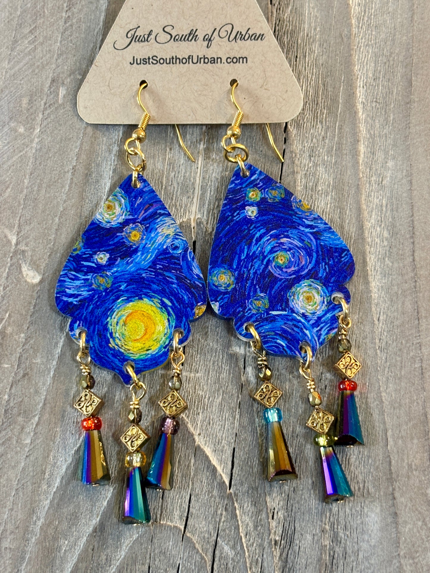 Vinny Go Go's Acrylic and Beaded Earrings 3.75"