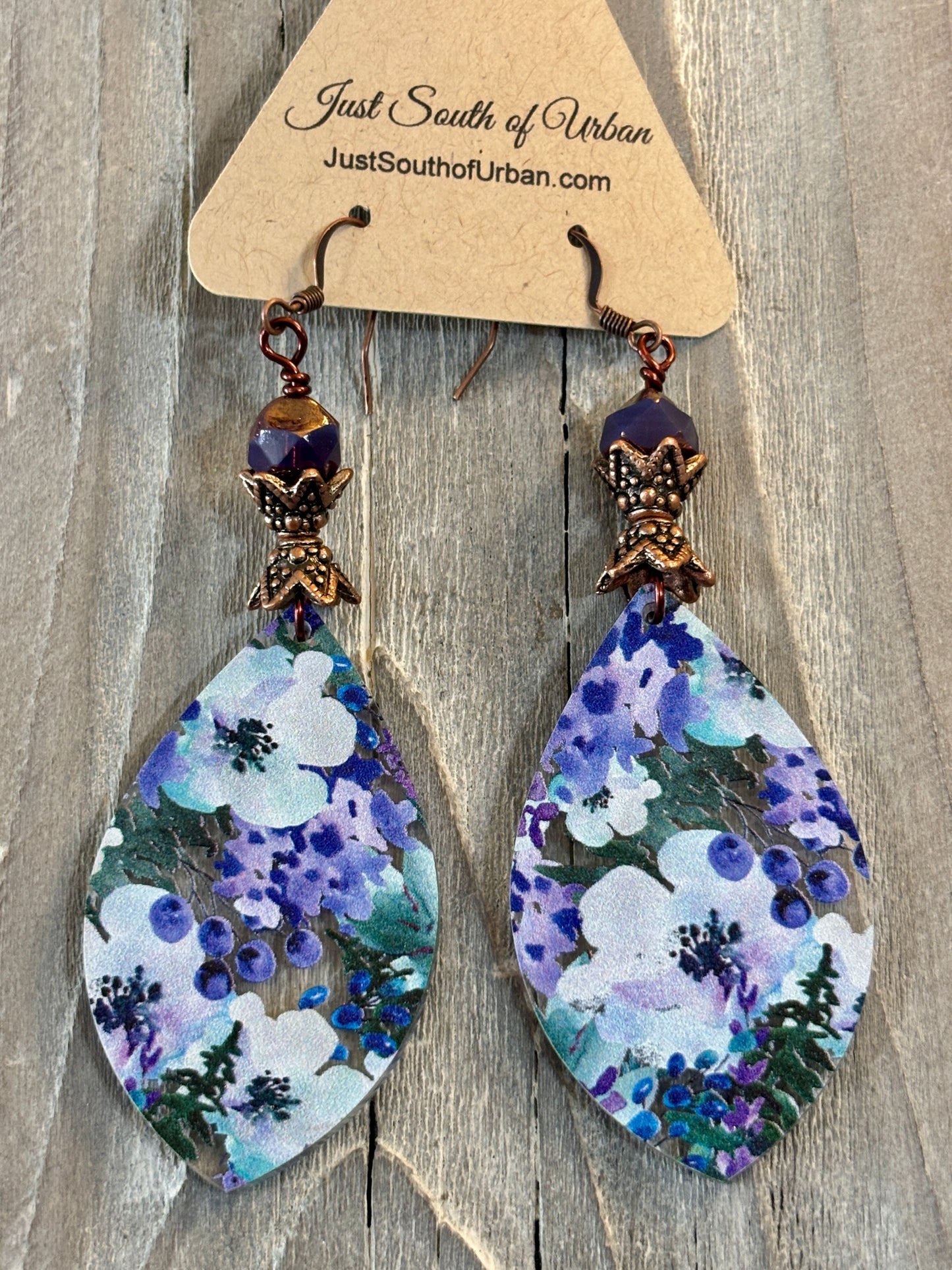 White Pansy Earrings 3.5" Long, Lightweight