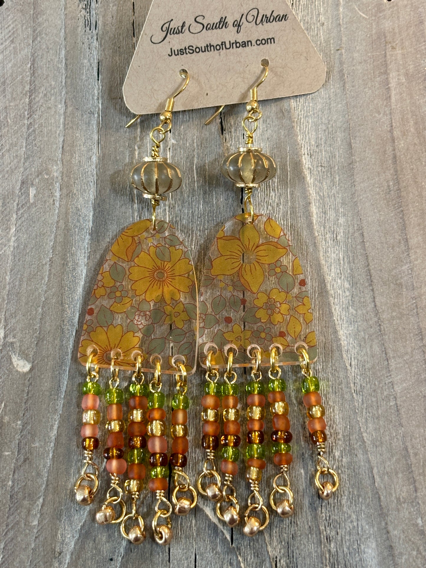Wildflowers and Sunshine Acrylic and Glass beaded earrings