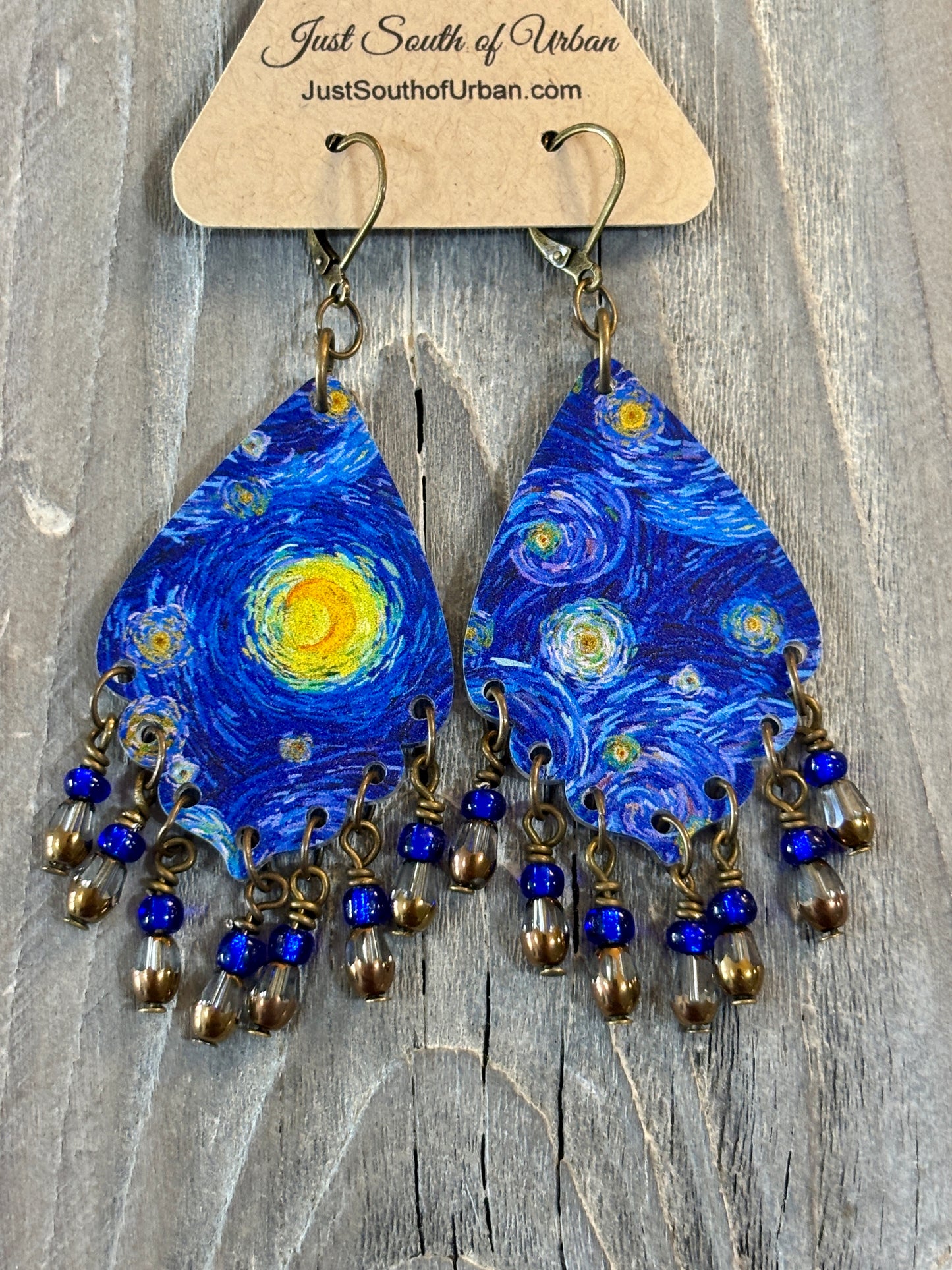 Starry Night Van GO Fun Dangly Chandelier Boho Earrings