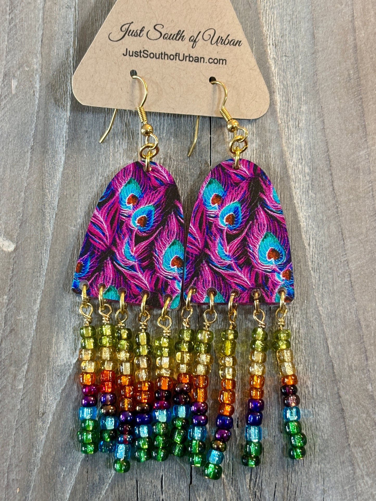 Peacock Rainbow Dangle Earrings