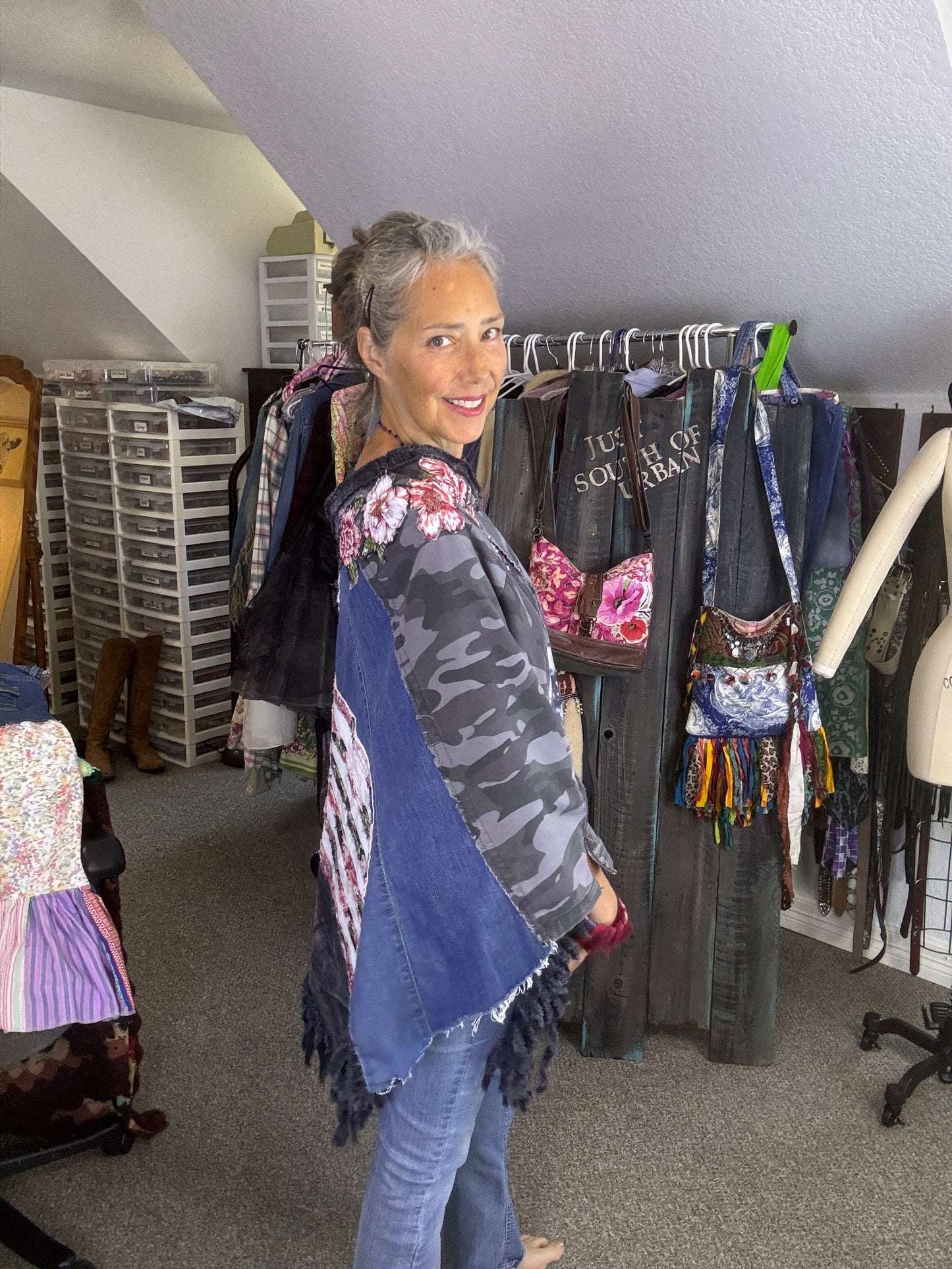 American Woman Poncho, Up-cycled Denim