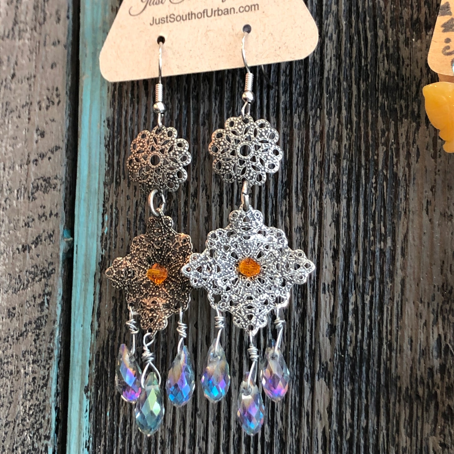 Filigree Silver Tone Dangle Earrings