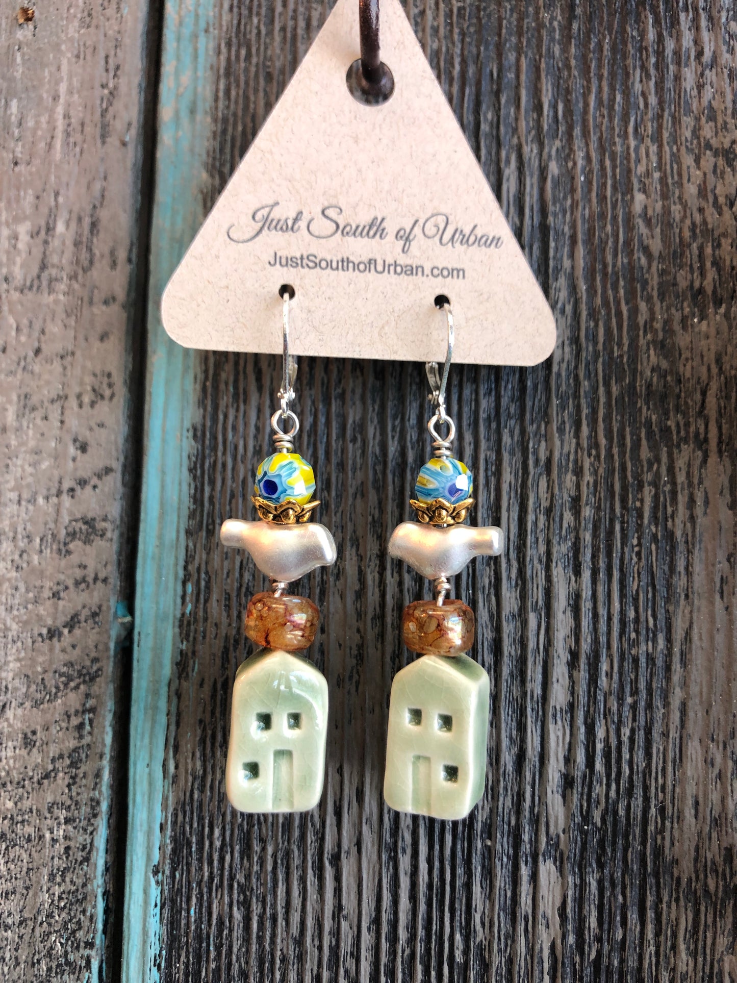 Vintage House and Bird Earrings