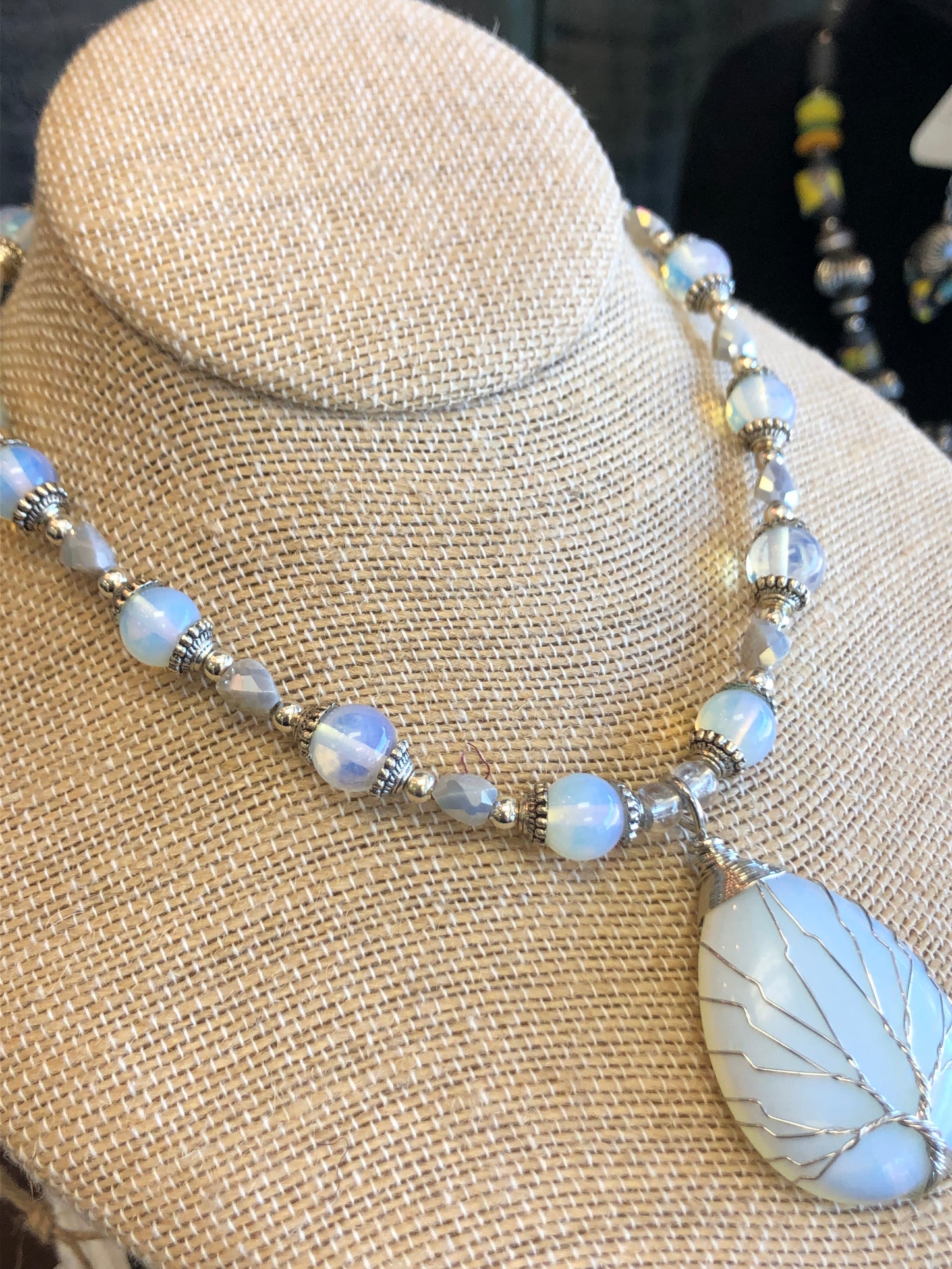 Moonstone Tree Pendant Necklace, 21 Inches Long