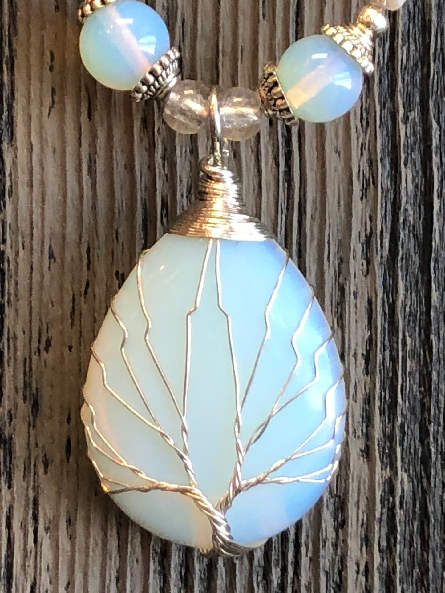Moonstone Tree Pendant Necklace, 21 Inches Long