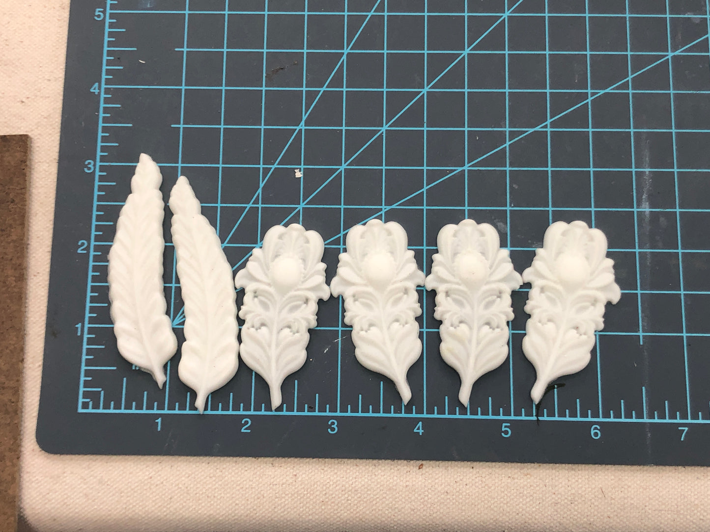 LOT of 12, Pre-Cast Mould, Resin, Feathers, Postage Stamps, Clocks