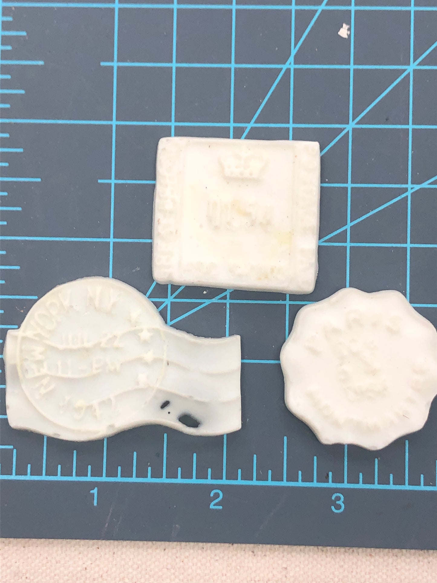 LOT of 12, Pre-Cast Mould, Resin, Feathers, Postage Stamps, Clocks