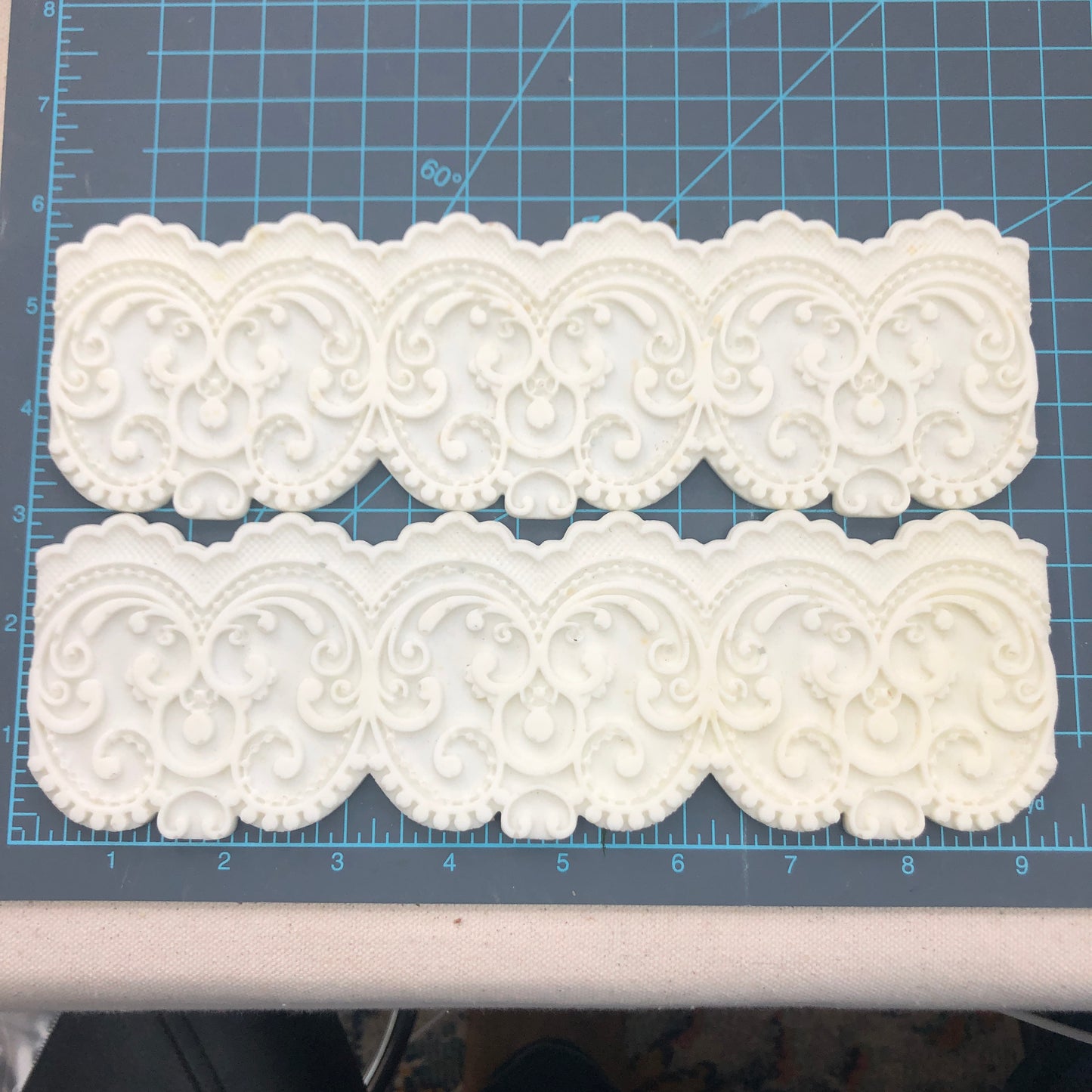 LOT of 2, Pre-Cast Mould, Resin, Lace, CeCe Restyled Re-design with Prima