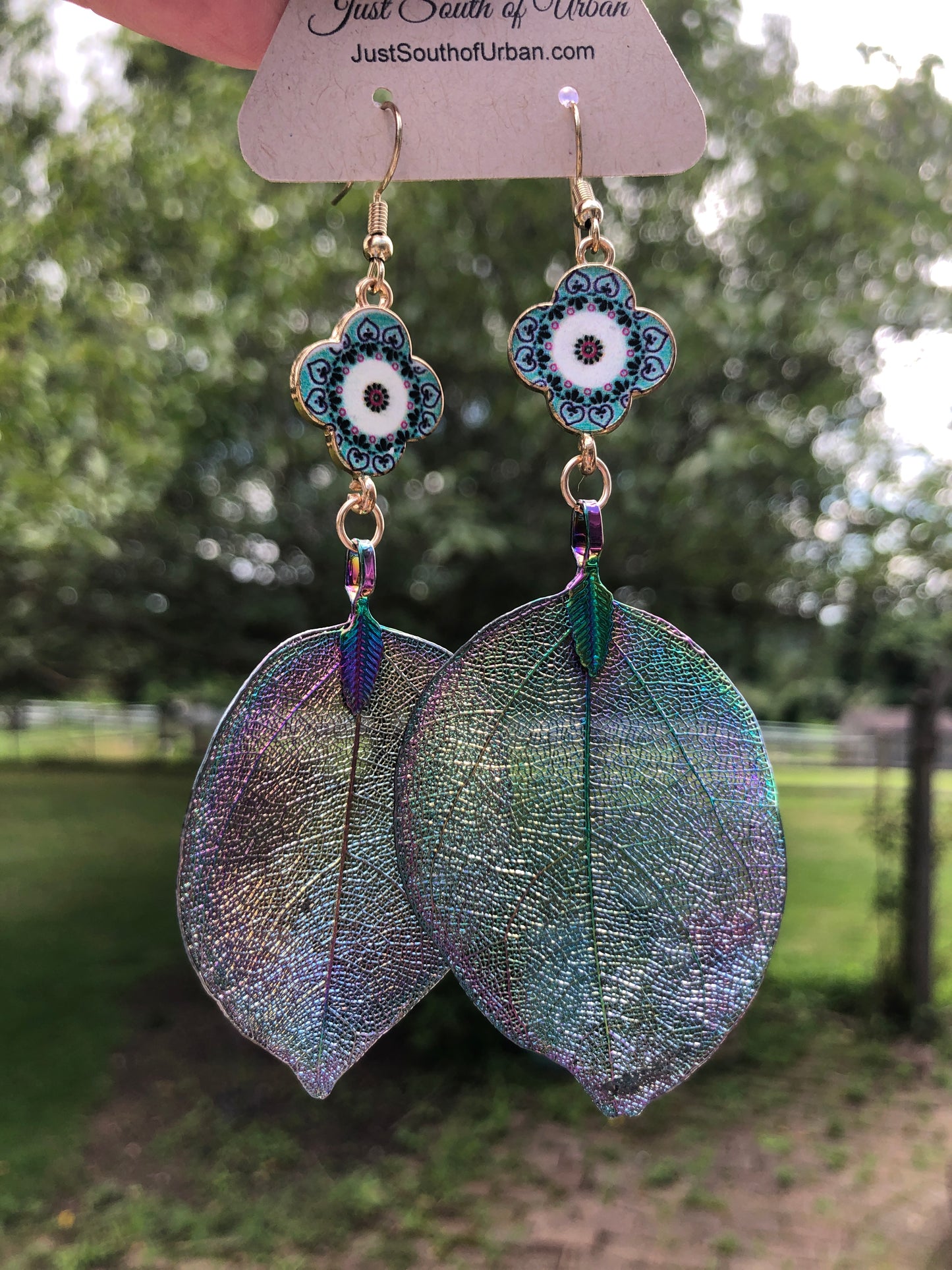 Iridescent Leaf Earrings