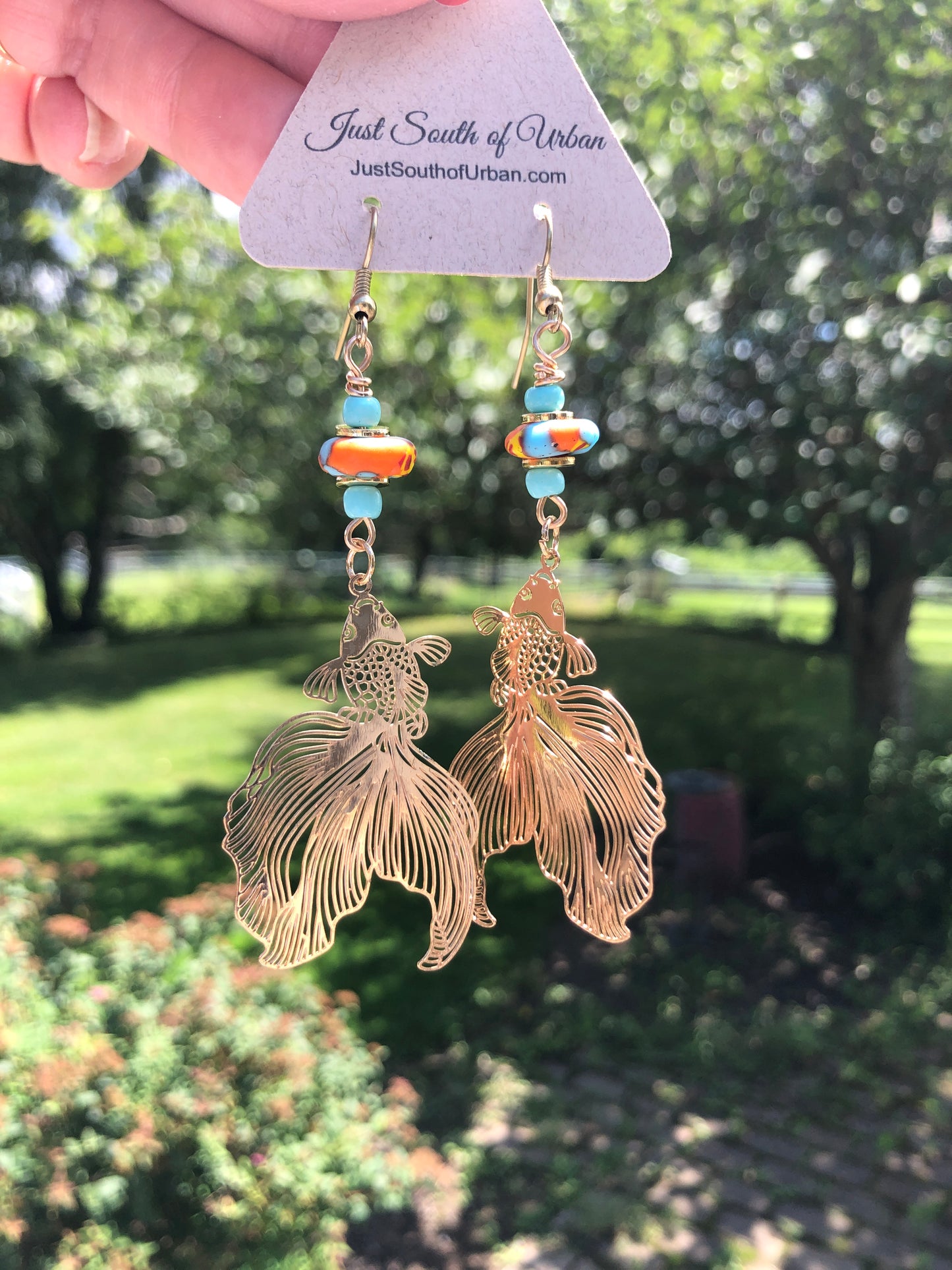 Don't Be Koi Earrings, Gold Fish Earrings