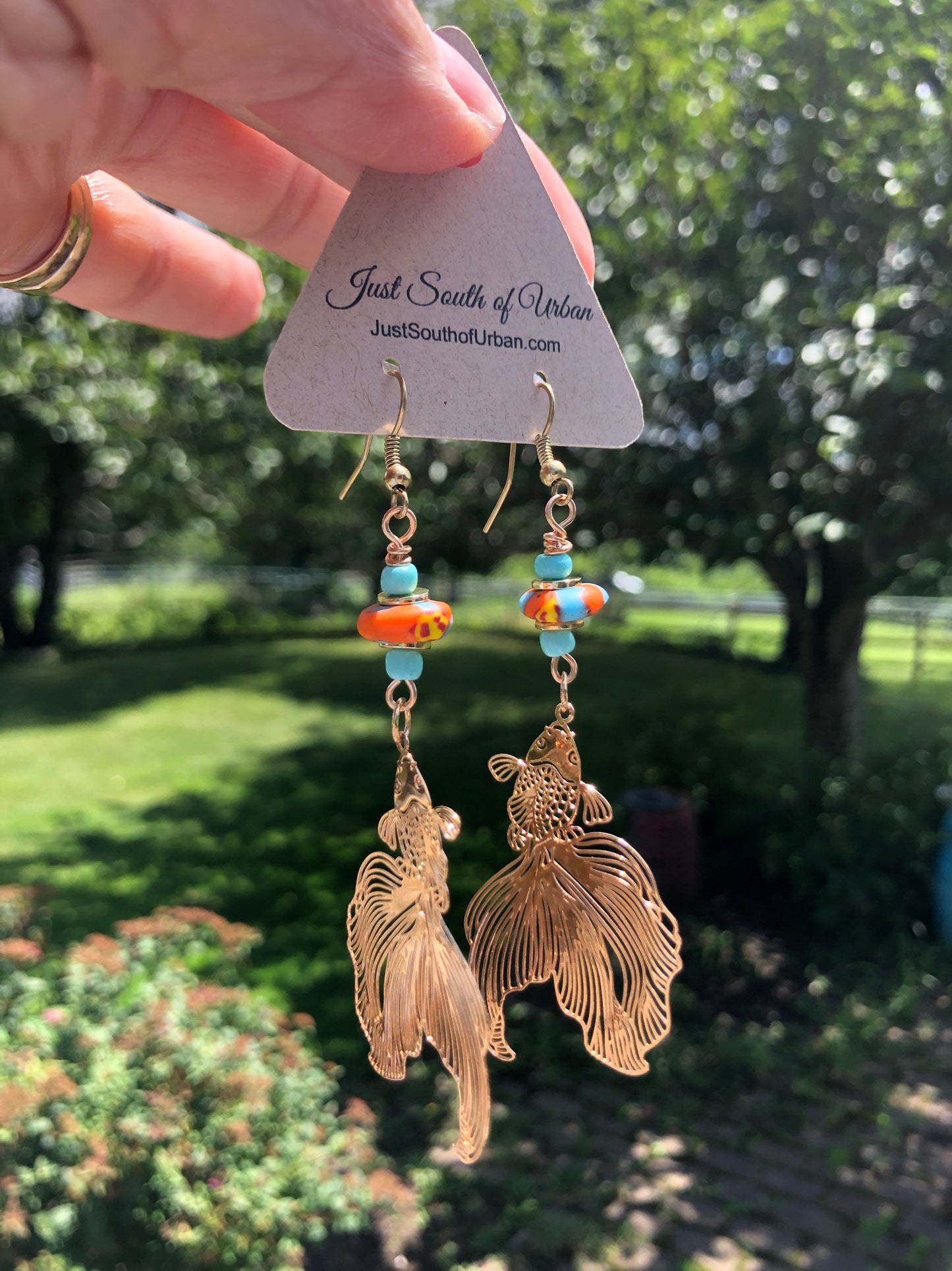 Don't Be Koi Earrings, Gold Fish Earrings