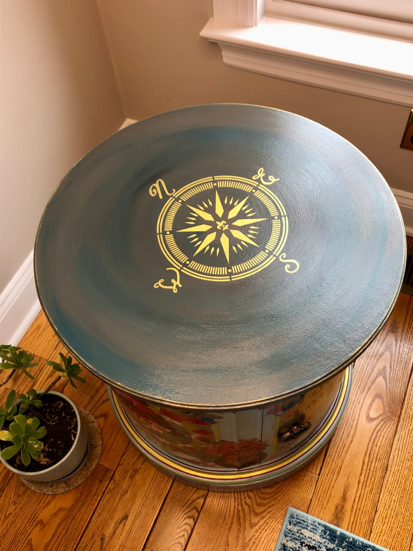 Fortune Favors the Bold! Hand Painted and Decoupaged End Table, Non-Toxic, Plastic Free Paint, Crystal Ball, Fortune Teller, Art Deco