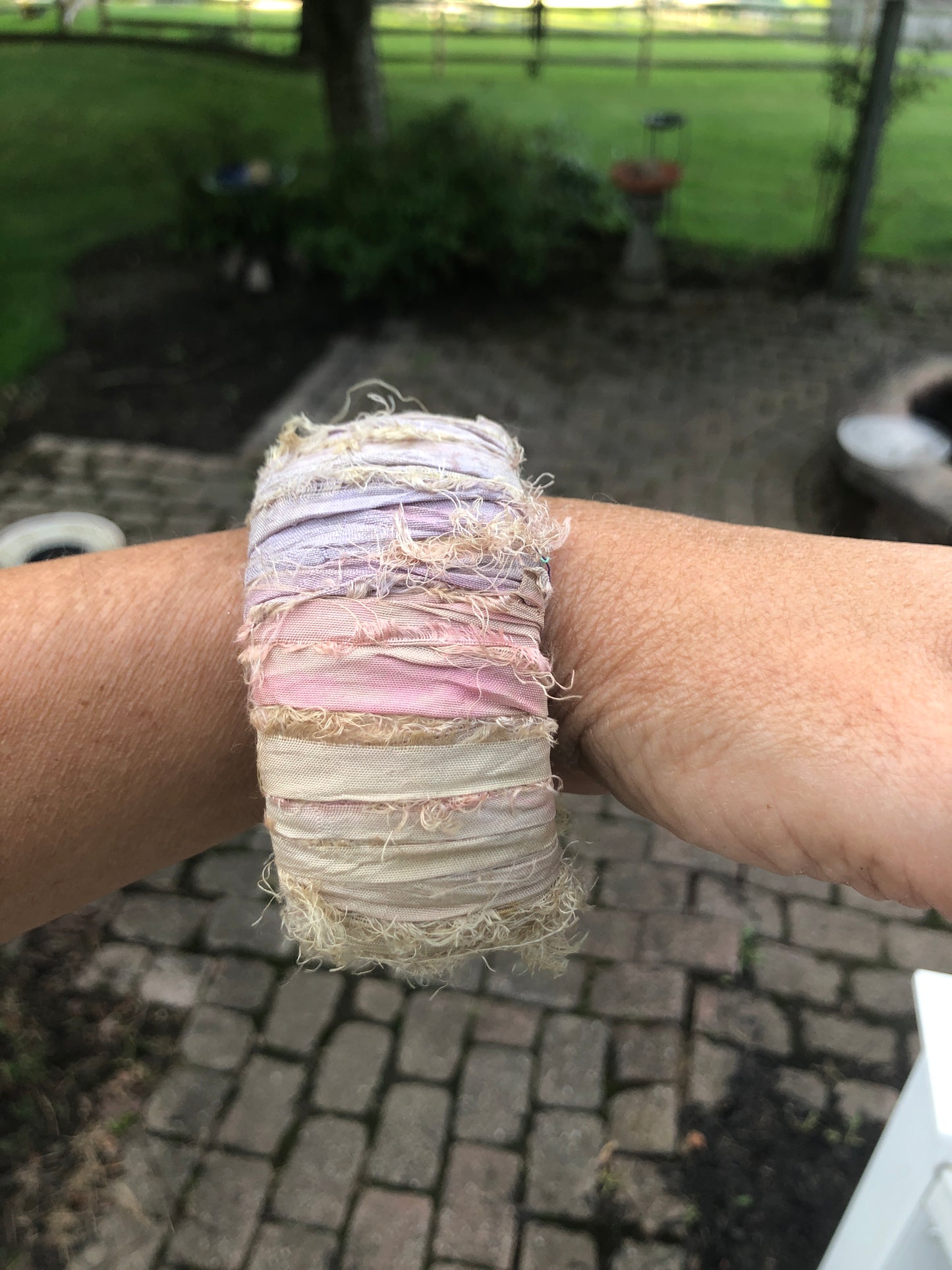 I'm A Little Bit Boho! Sari Ribbon and Wood Bracelets, Bangles, Large, Fabric, Bohemian Jewelry