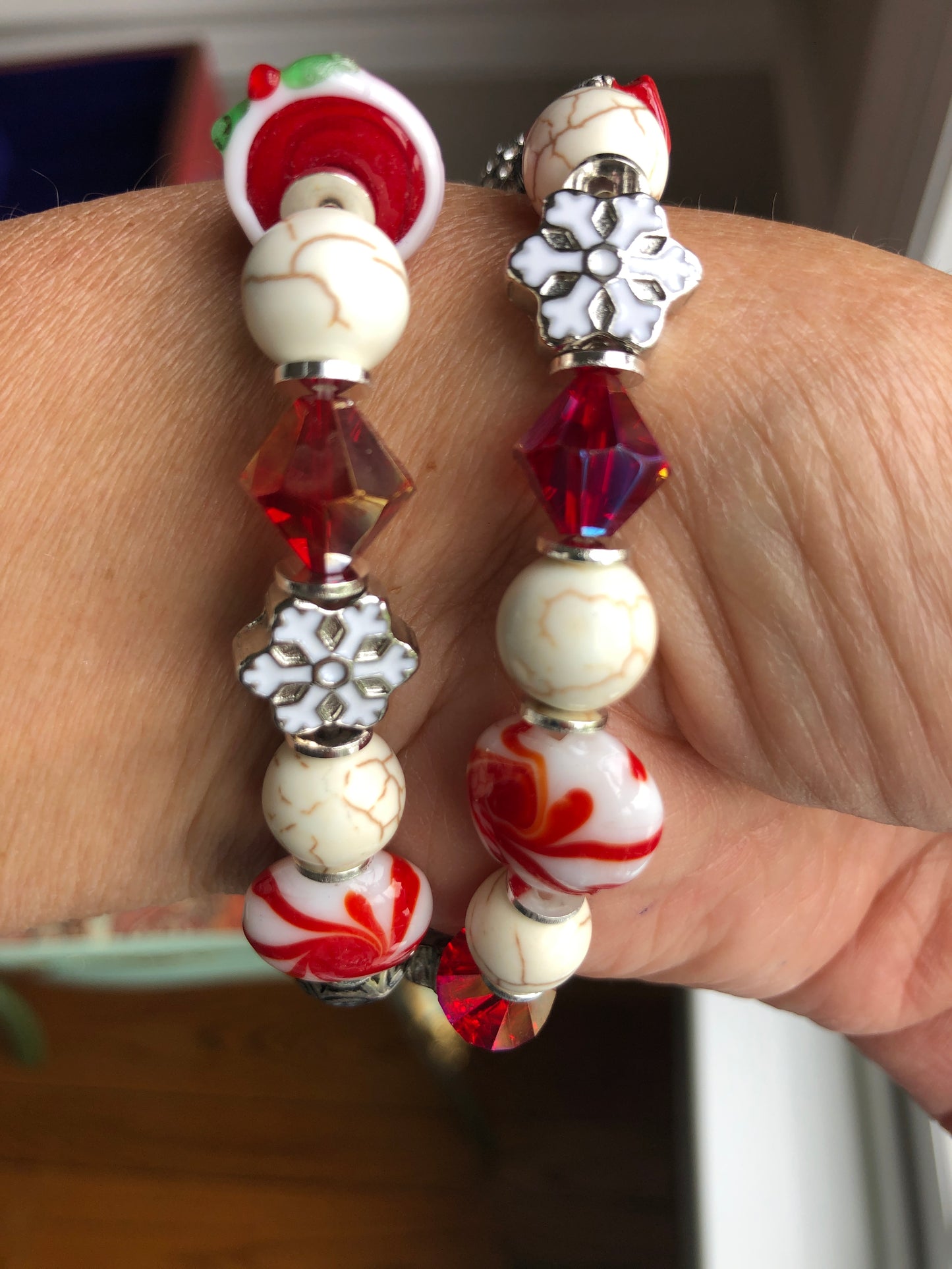 Christmas Holiday Bracelets, Set of Two