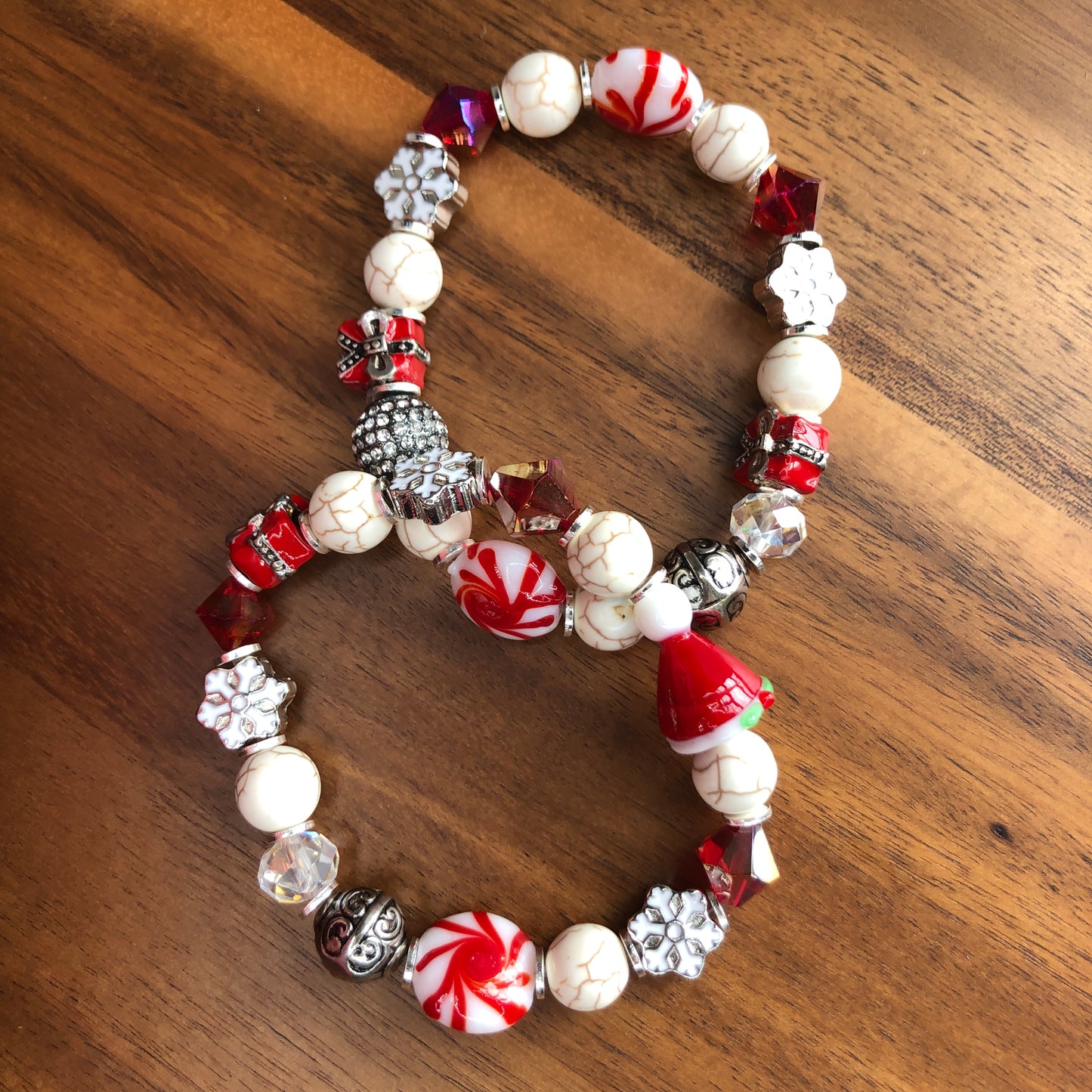 Christmas Holiday Bracelets, Set of Two