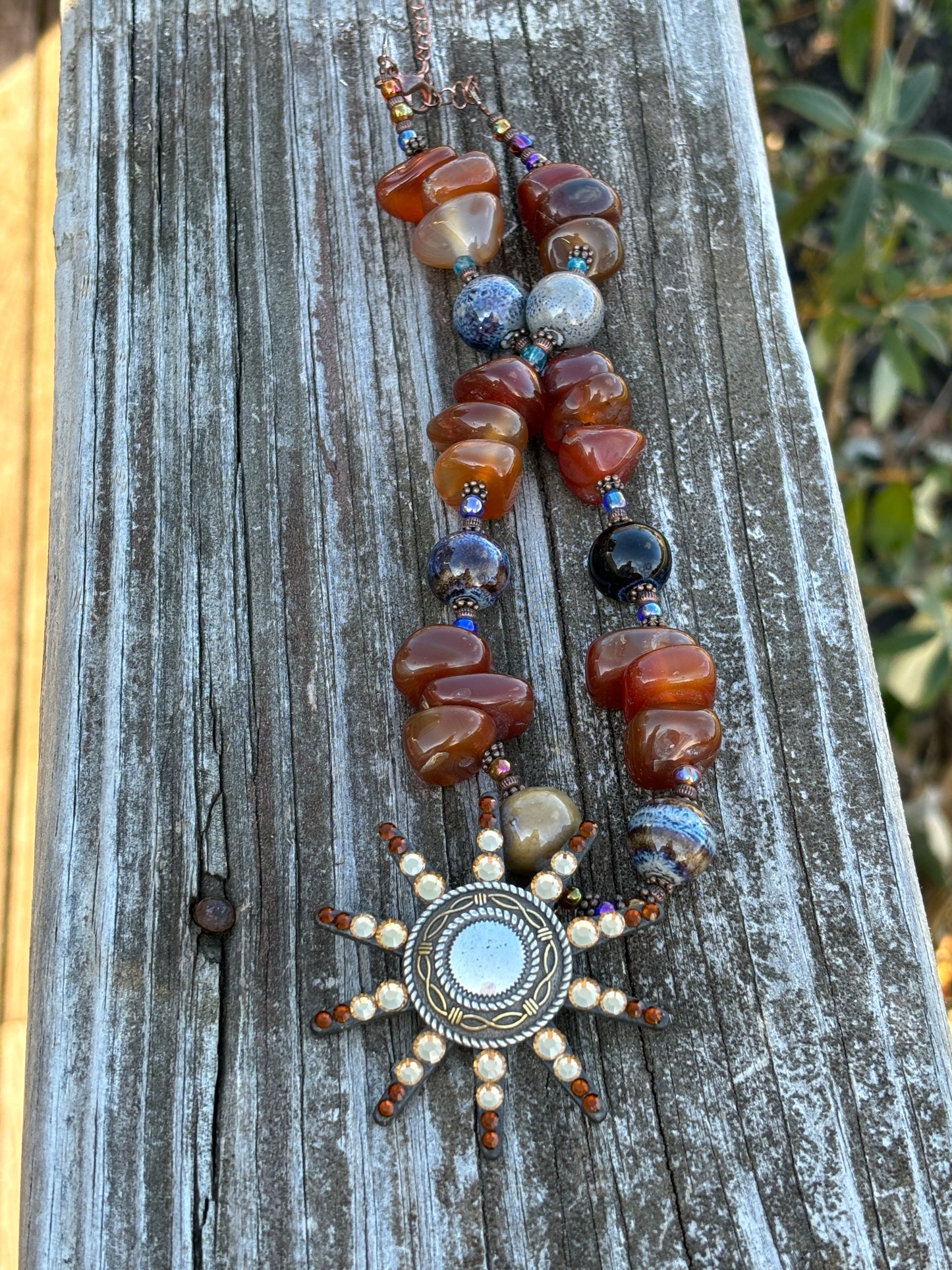 Carnelian Agate, Western Rowel Rhinestone CHOKER Necklace, SUPER SALE!!