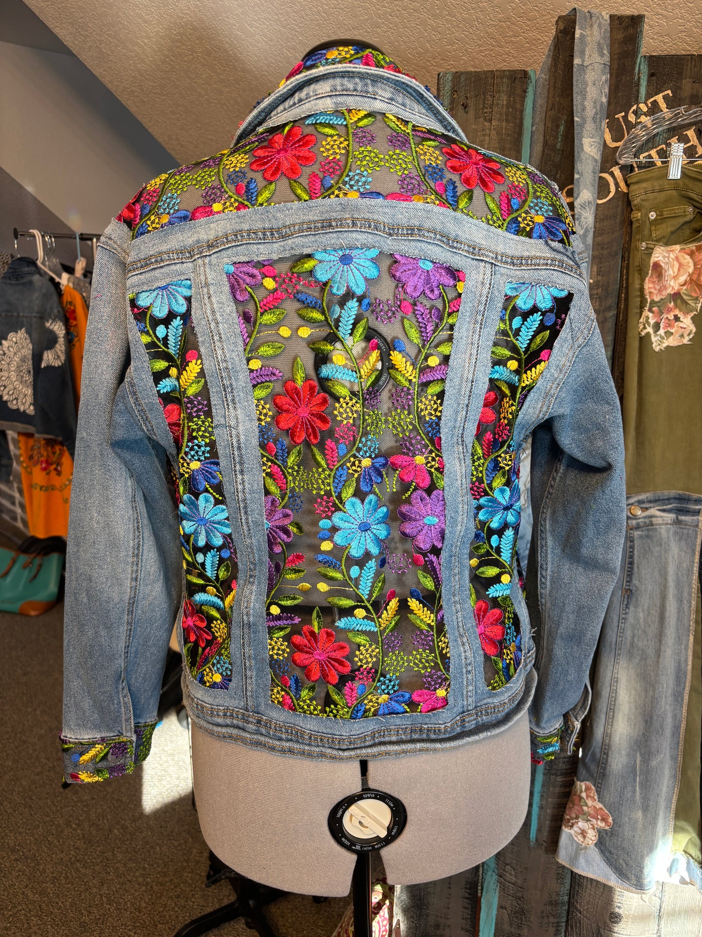 Custom Order C. Carr: Denim Jacket, Widow Pane Effect, Size Large