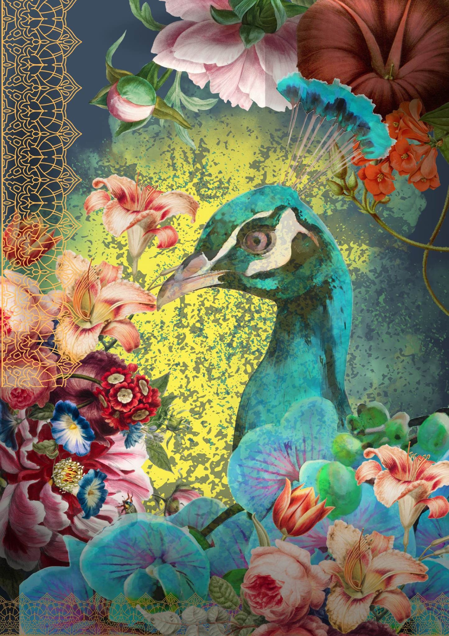 INDIAN GARDEN, Made by Marley, Decoupage Papers, Set of 3 Sheets