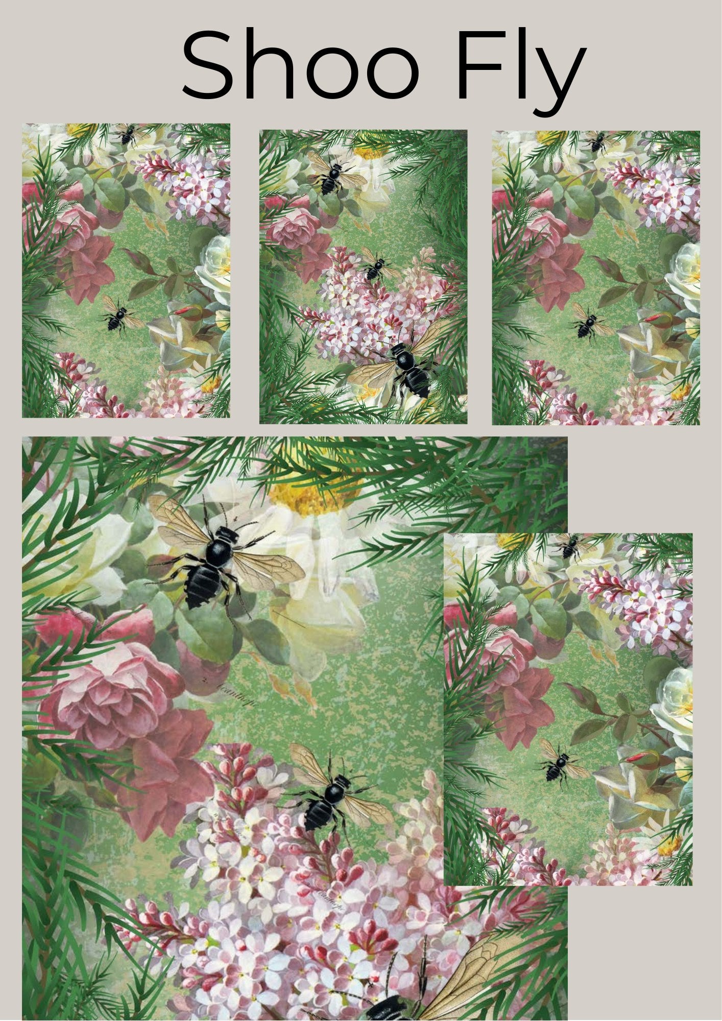 SHOE FLY, Made by Marley, Decoupage Papers, Set of 3 Sheets