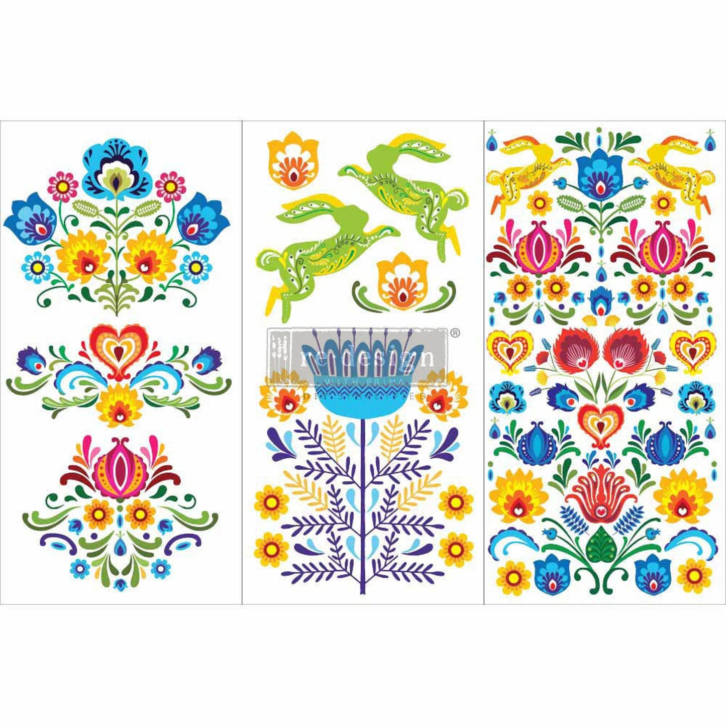 FLORAL POLISH Furniture Transfer, Re-design with Prima, MINI Size, 3 sheets 6 x 12 ea BOUGAINVILLA