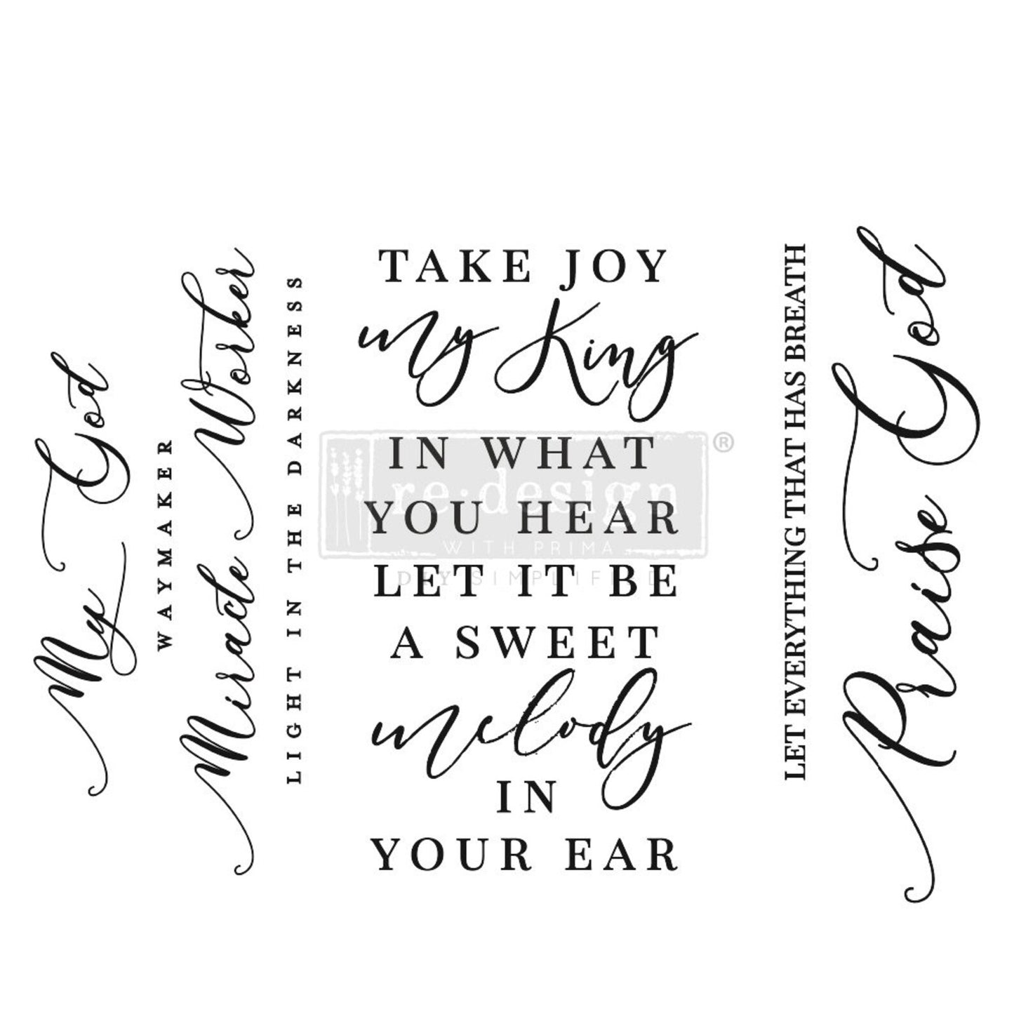 SCRIPTURE, Furniture Transfer, Re-design with Prima, MINI Size, 3 sheets 6 x 12 ea