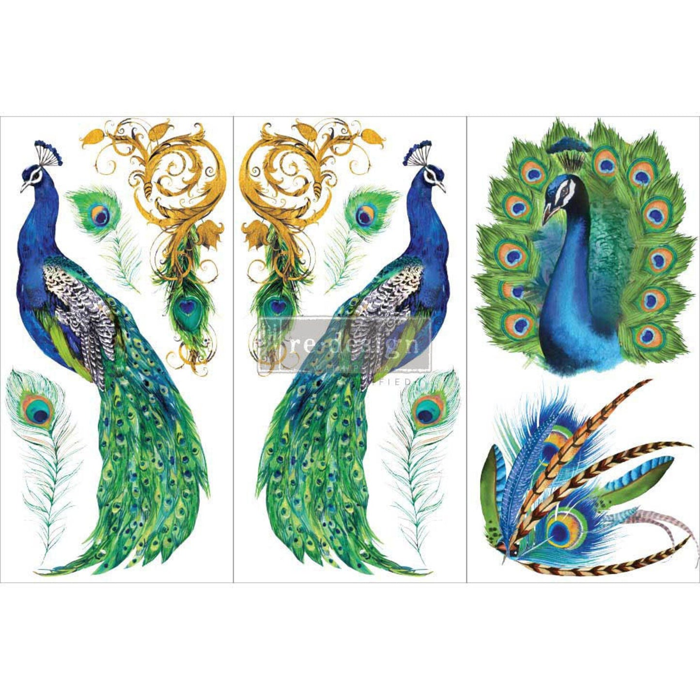 PEACOCK PARADISE Furniture Transfer, Re-design with Prima, MINI Size, 3 sheets 6 x 12 ea BOUGAINVILLA
