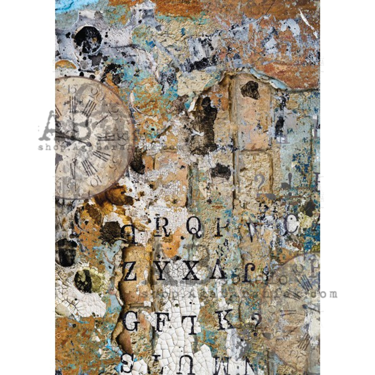 CHIPPY RUST WALL 0145, Decoupage Fiber Paper, AB Studios Size A4