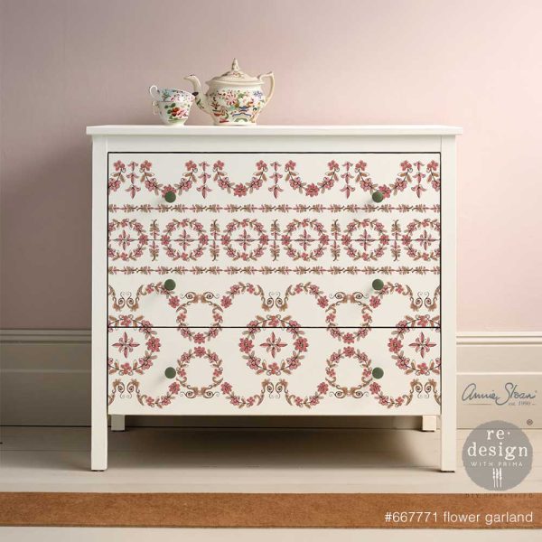 Annie Sloan Flower Garden, Furniture Transfer Decal by Re-Design with Prima, 24″X35″, CUT INTO 2 SHEETS