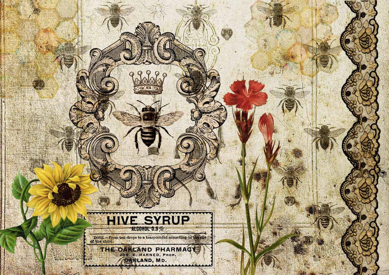 HIVE SYRUP, Decoupage Fiber Paper, Decoupage Queen, Size A4