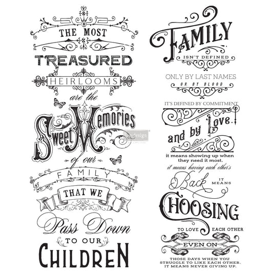 Family Heirlooms, Furniture Transfer Decal by Re-Design with Prima, 24″X35″, CUT INTO 2 SHEETS