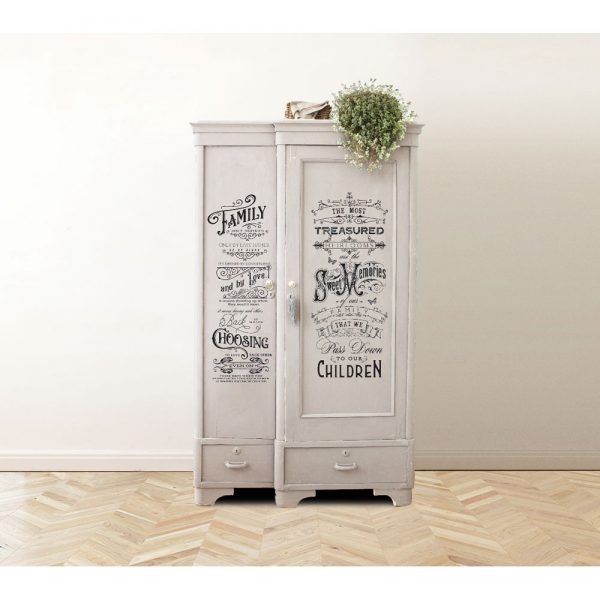 Family Heirlooms, Furniture Transfer Decal by Re-Design with Prima, 24″X35″, CUT INTO 2 SHEETS
