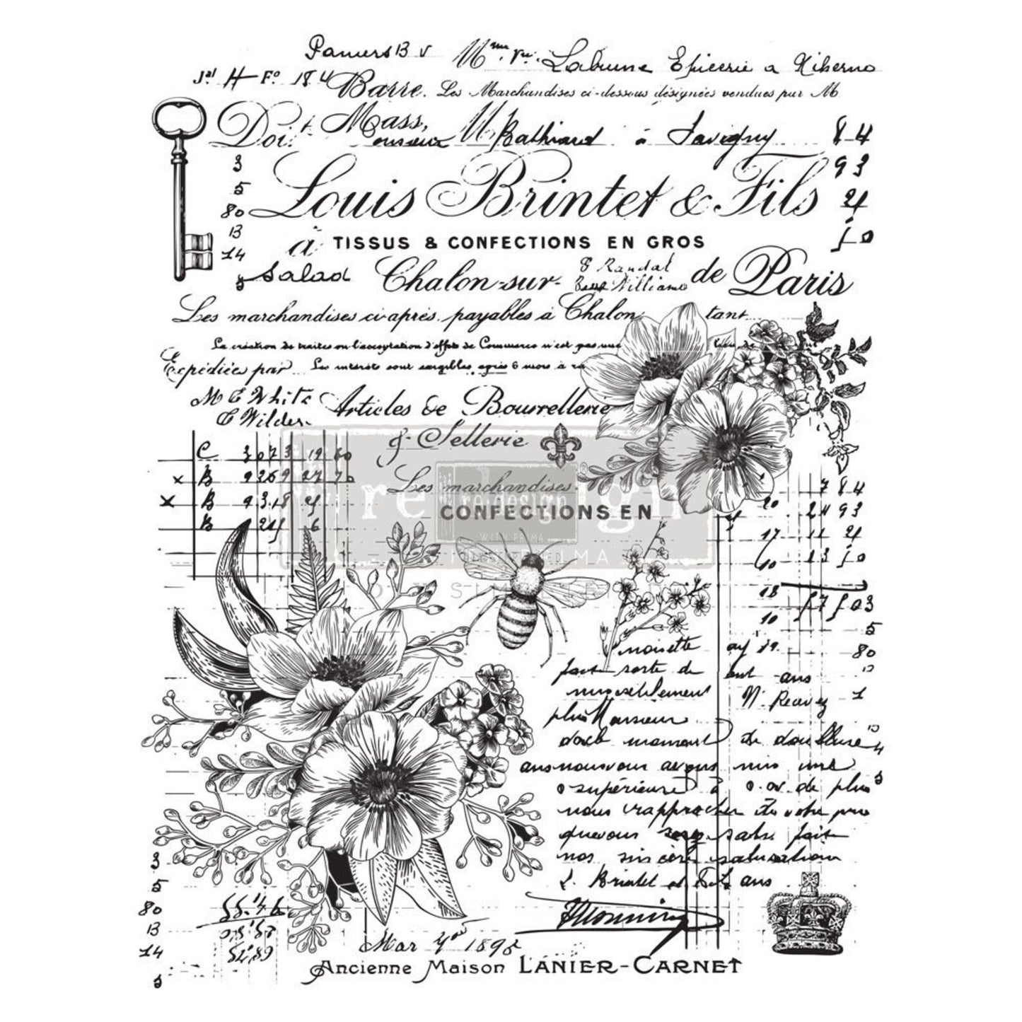 LOVELY LEDGER, Furniture Transfer Decal by Re-Design with Prima, 24″X35″