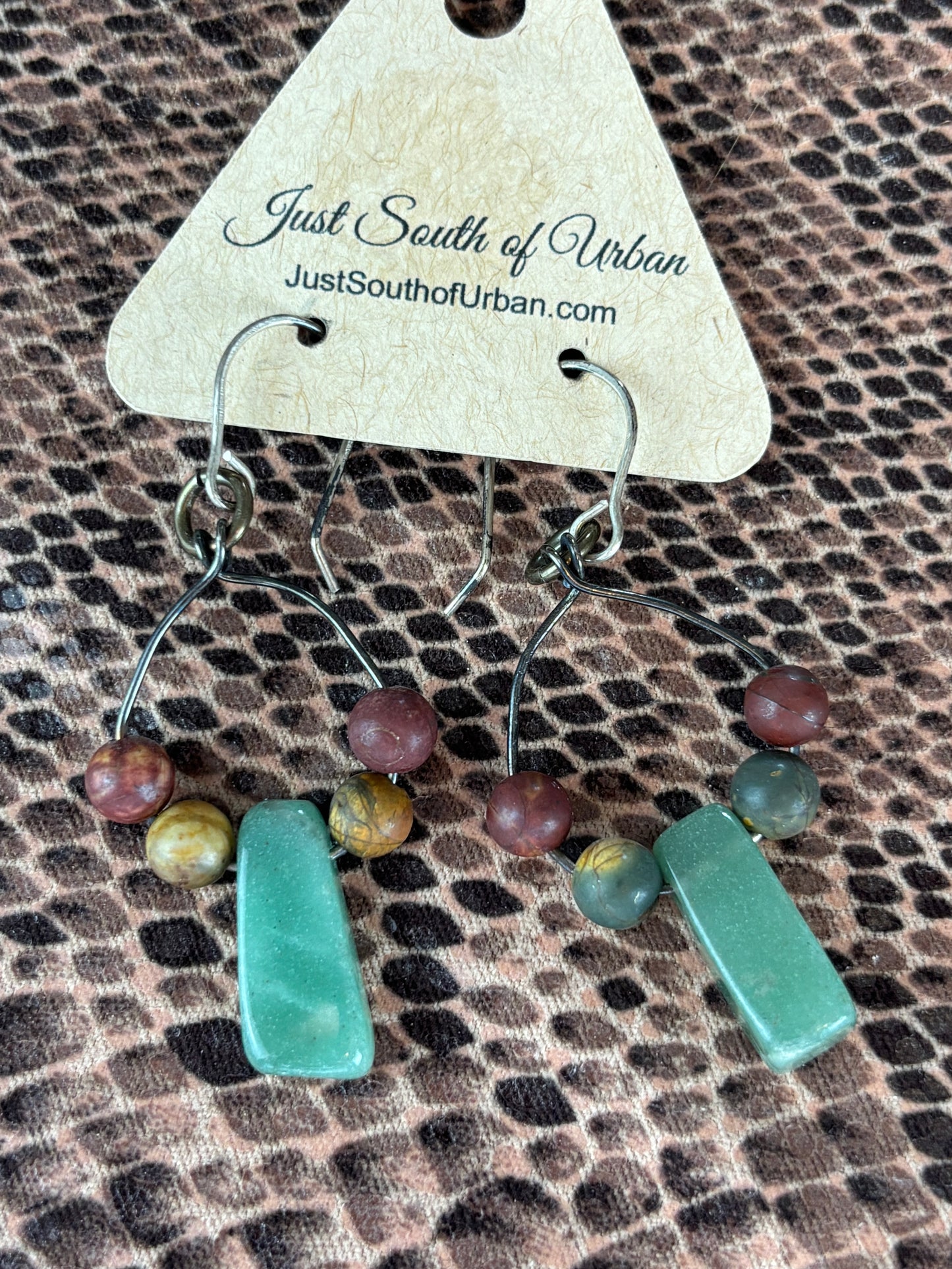Sterling Silver Wire and Stone Beaded Earrings