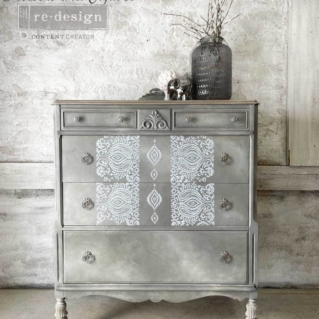 White Engraving, Furniture Transfer Decal by Re-Design with Prima, 24″X35″, CUT INTO 3 SHEETS