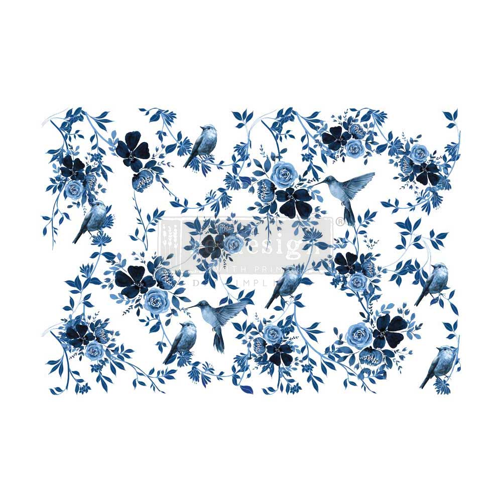 PRETTY IN BLUE, Furniture Transfer Decal by Re-Design with Prima, 24″X35″, CUT INTO 2 SHEETS