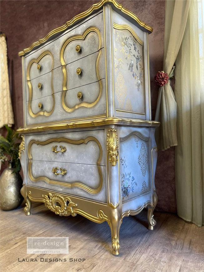 PRETTY IN BLUE, Furniture Transfer Decal by Re-Design with Prima, 24″X35″, CUT INTO 2 SHEETS