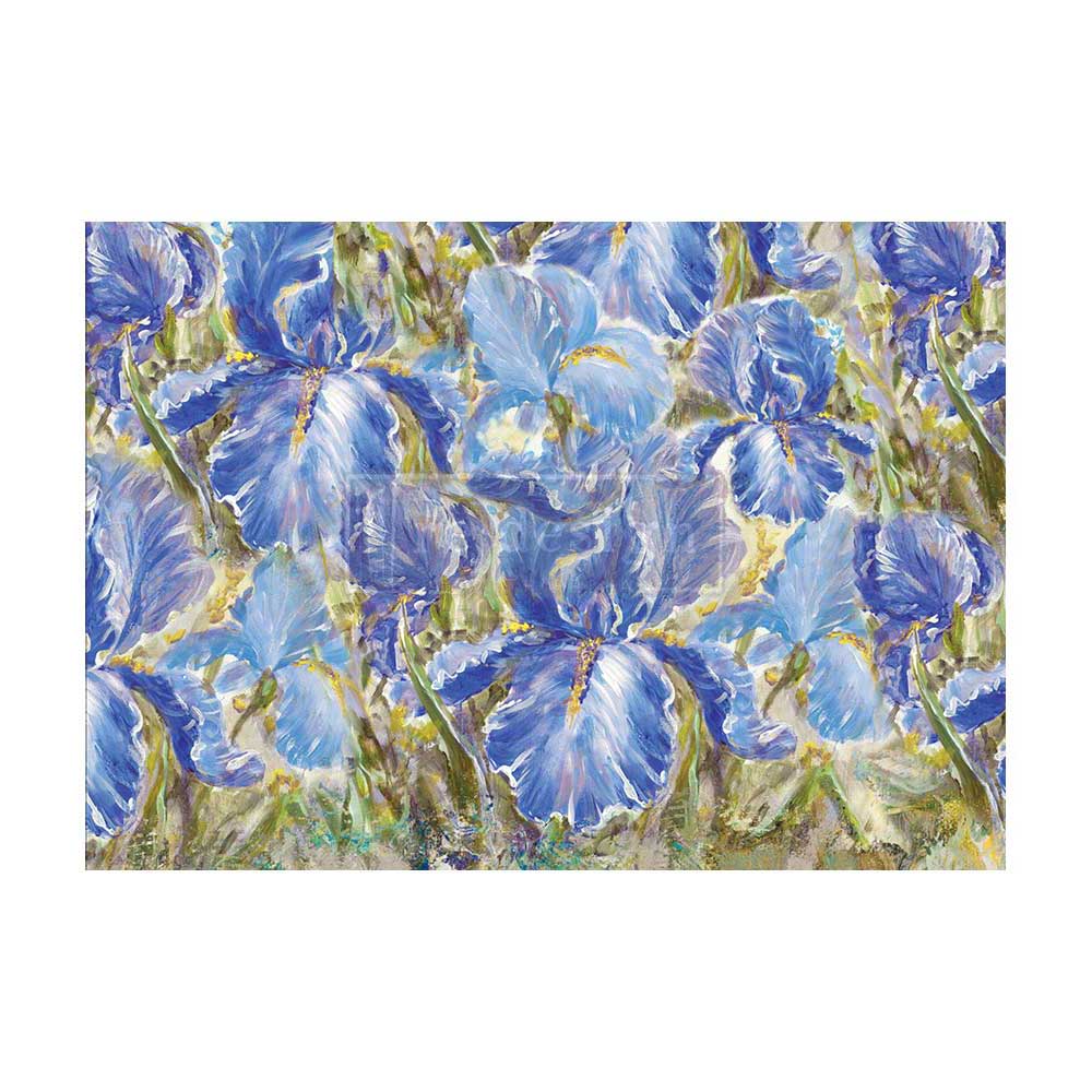 ENCHANTING IRIS, Decoupage Fiber Paper, Re-design with Prima, – 1 SHEET, A1 SIZE, 23.4 x 33.1