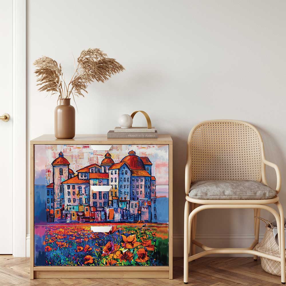 Village in Color, Decoupage Fiber, Re-design with Prima, 1 SHEET, A1 SIZE, 23.4"x 33.1"