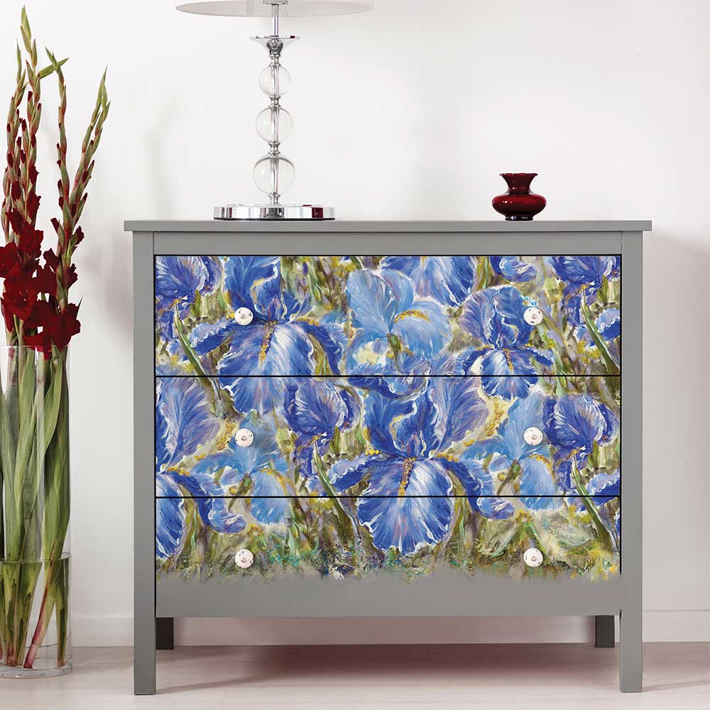 ENCHANTING IRIS, Decoupage Fiber Paper, Re-design with Prima, – 1 SHEET, A1 SIZE, 23.4 x 33.1