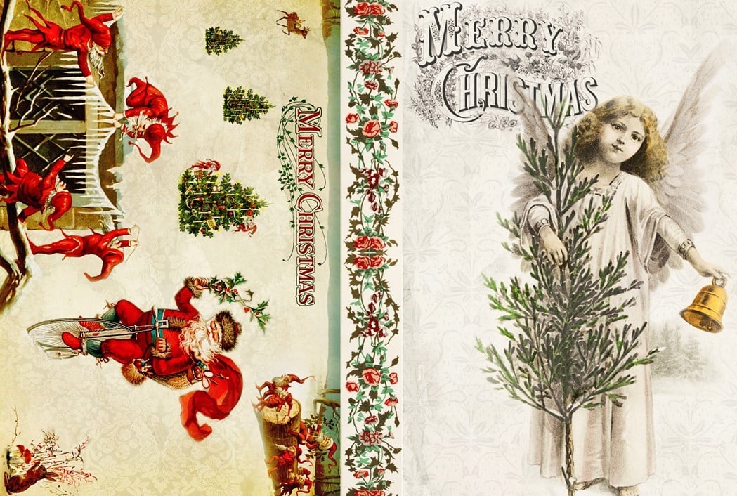 CHRISTMAS PROJECT BLOCKS "D" Decoupage Paper by Roycycled 20 x 30 inches