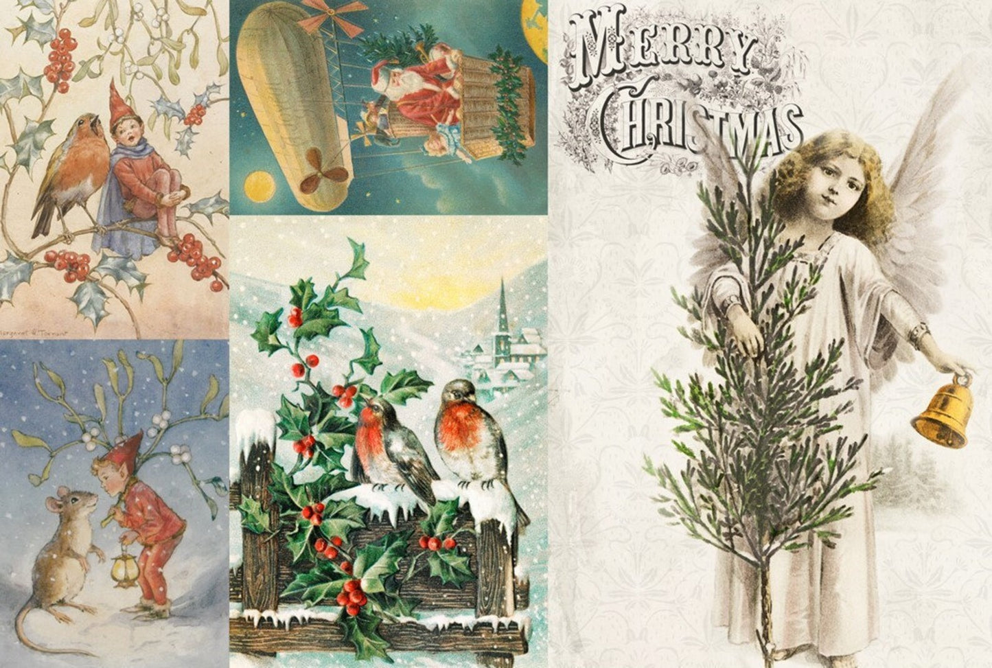 CHRISTMAS PROJECT BLOCKS "C" Decoupage Paper by Roycycled 20 x 30 inches