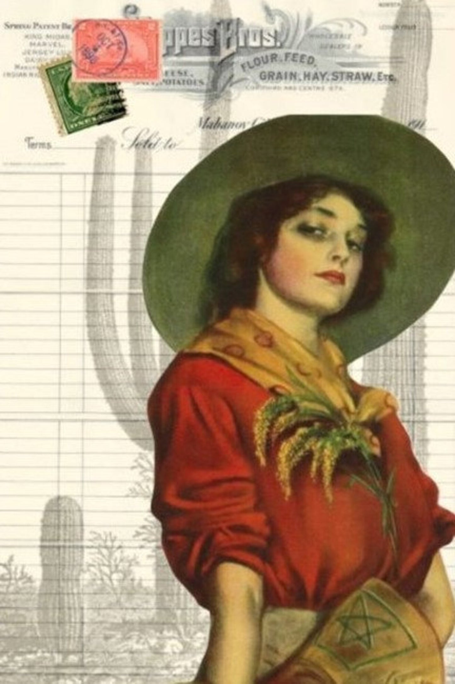 COWGIRL EPHEMERA Decoupage Paper by Roycycled 20 x 30 inches