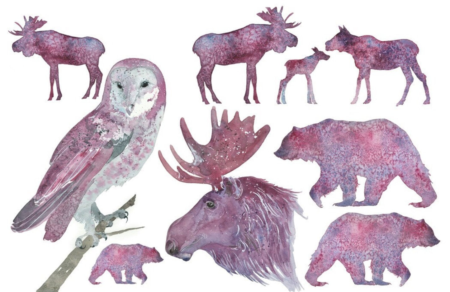 Fall Animal Silhouettes Decoupage Paper by Roycycled 20 x 30 inches