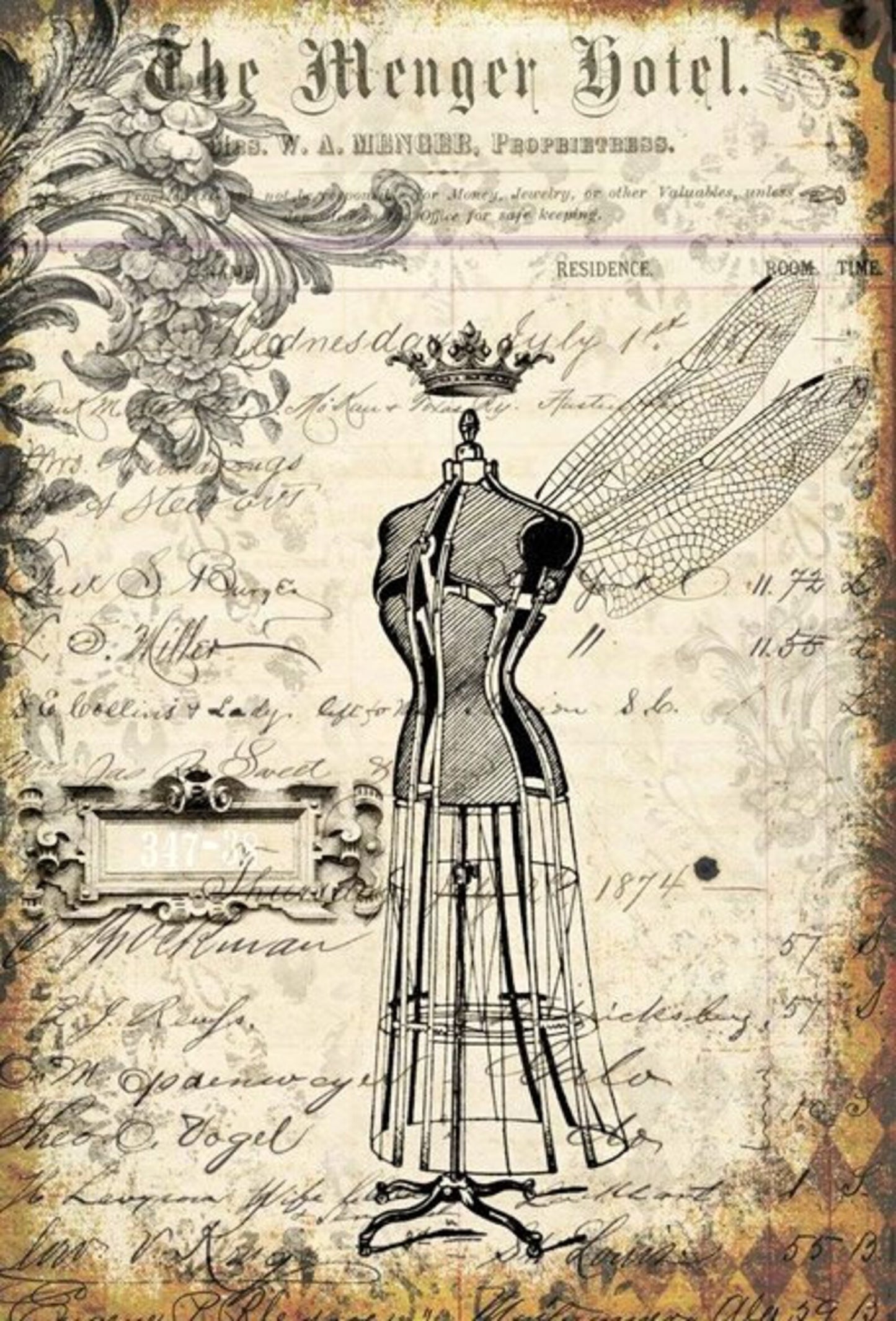 GRUNGE DRESS FORM Decoupage Paper by Roycycled 20 x 30 inches