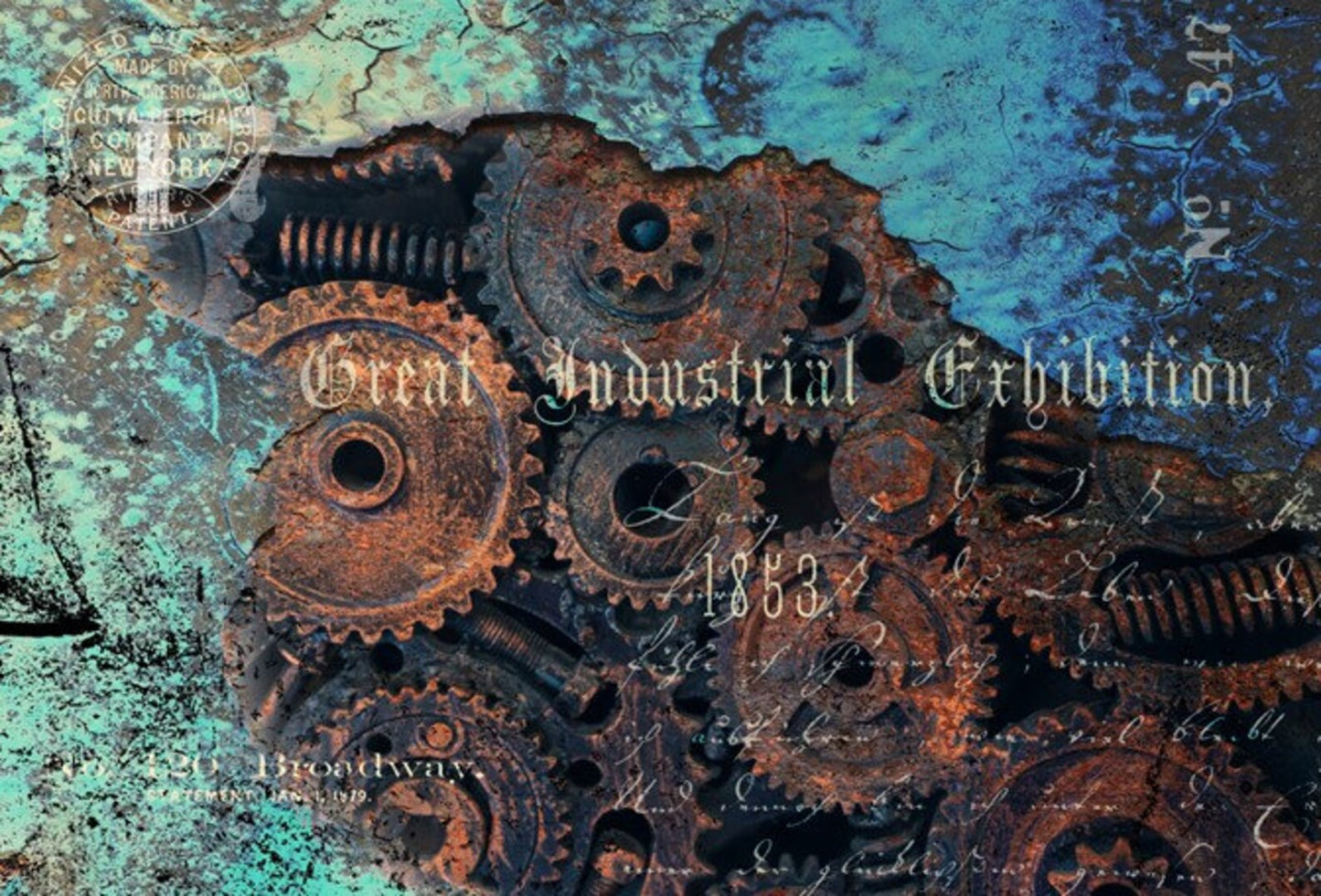 GREAT INDUSTRIAL EXHIBITION Decoupage Paper by Roycycled 20 x 30 inches
