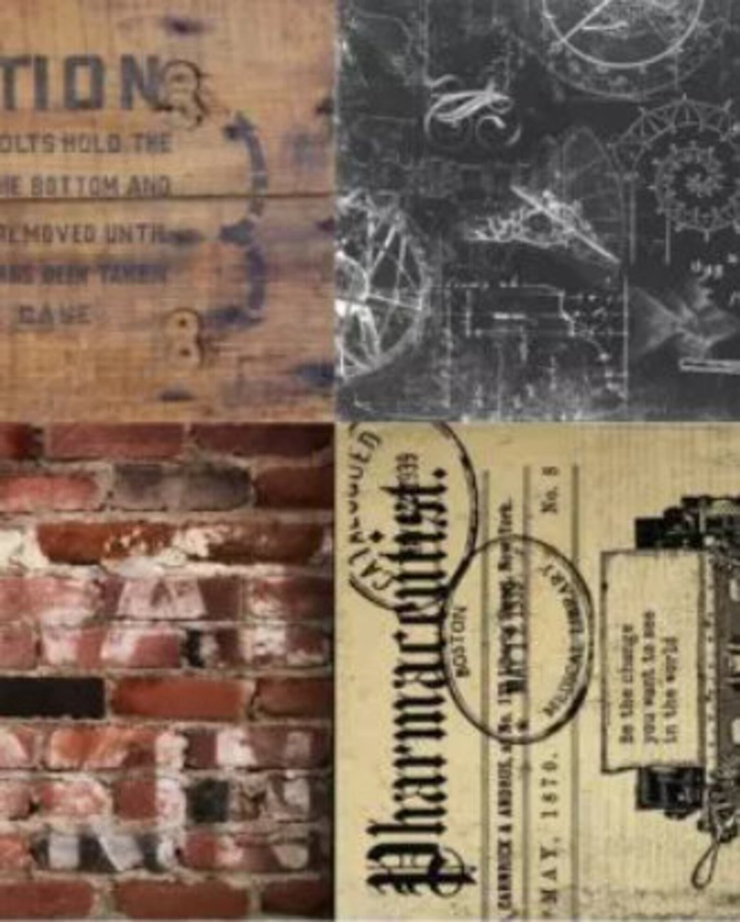 INDUSTRIAL PROJECT BLOCKS Decoupage Paper by Roycycled 20 x 30 inches