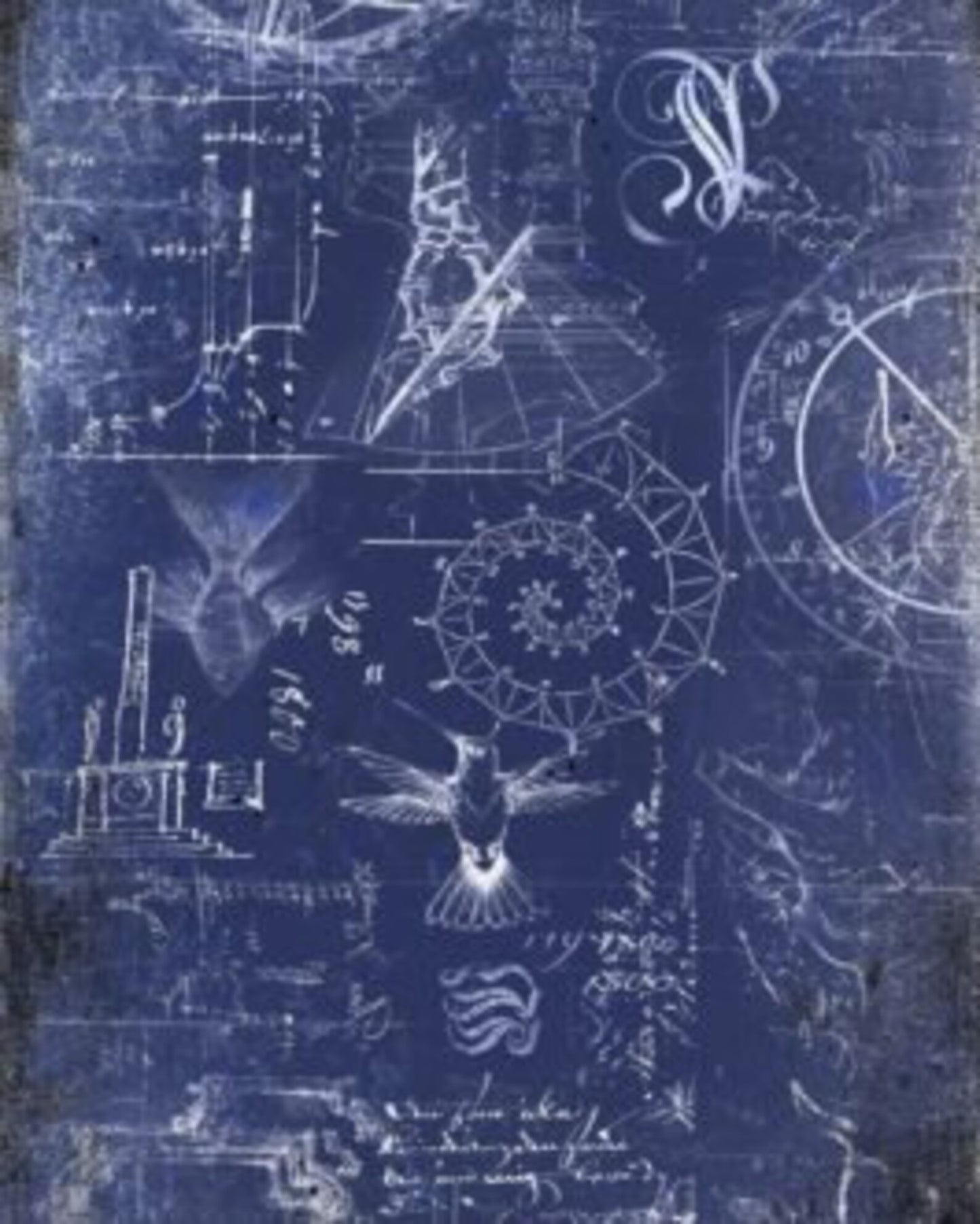 RENAISSANCE BLUEPRINT Decoupage Paper by Roycycled 20 x 30 inches